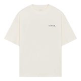 Siarr Fireball Tee in off white, oversized fit, ribbed neck, 100% cotton.