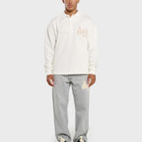 White Annie Hood College polo shirt with double embroidery logo on ribbed cotton