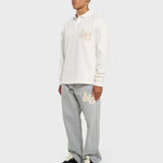White Annie Hood College polo shirt with double embroidery logo on ribbed cotton fabric