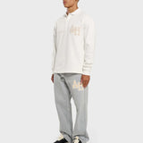 White Annie Hood College polo shirt with double embroidery logo on ribbed cotton fabric