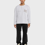 Annie Hood College Henley grey ribbed cotton shirt with double embroidery logo