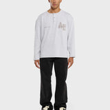Annie Hood College Henley grey ribbed cotton shirt with double embroidery logo