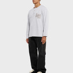 Annie Hood College Henley grey ribbed cotton shirt with double embroidery logo