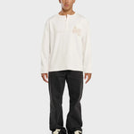 Annie Hood College Henley white ribbed cotton shirt with double embroidery logo