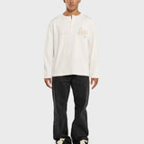 Annie Hood College Henley white ribbed cotton shirt with double embroidery logo