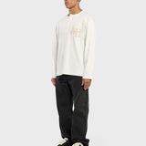 Annie Hood College Henley white ribbed cotton shirt with double embroidery logo worn oversized