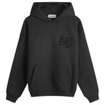 ANNIE HOOD College Hoody in Triple Black color with front pocket and logo embroidery.