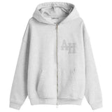 ANNIE HOOD College Zip-Up in Triple Grey with hood and front zipper.