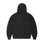 Black Corteiz Arch Shield zip-up hoodie with hood and long sleeves.