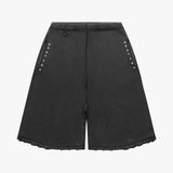Askyurself Cross Studs Capri Vintage Fleece Shorts in beige with cross stud design