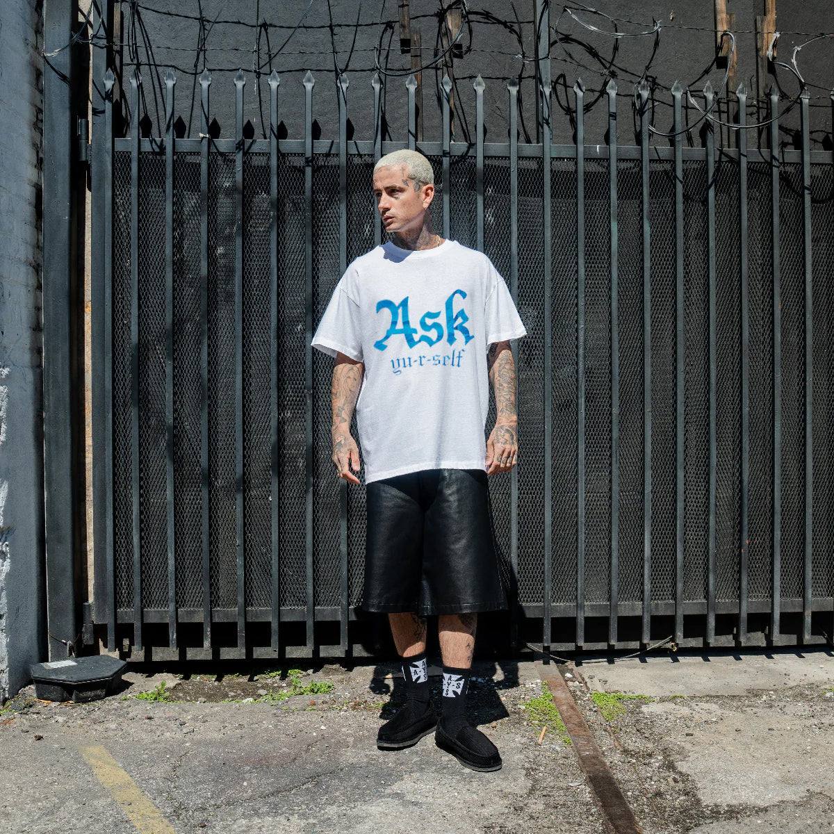 Askyurself white Bones T-shirt with skull design