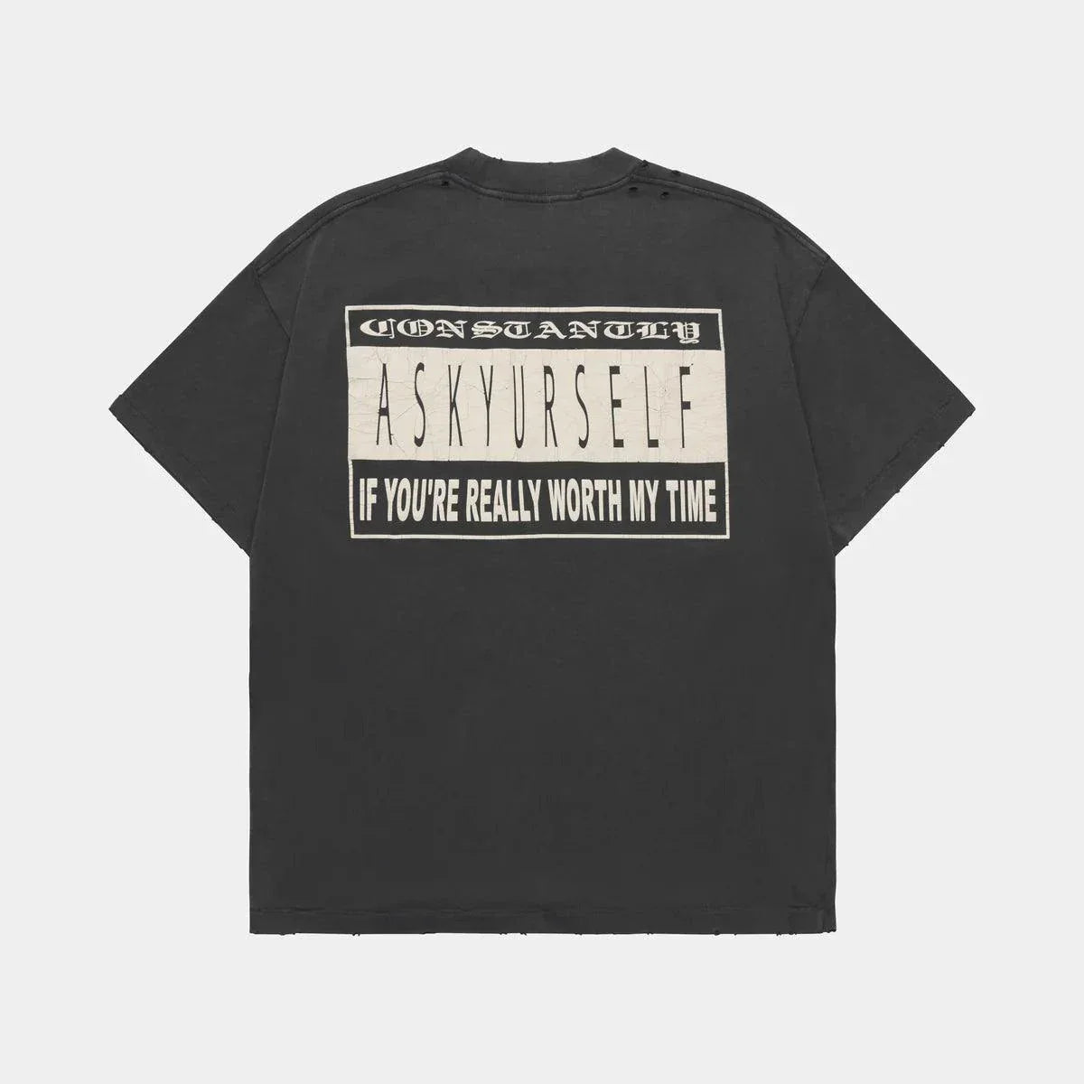 Vintage black Askyurself parental T-shirt featuring Acne Studios design
