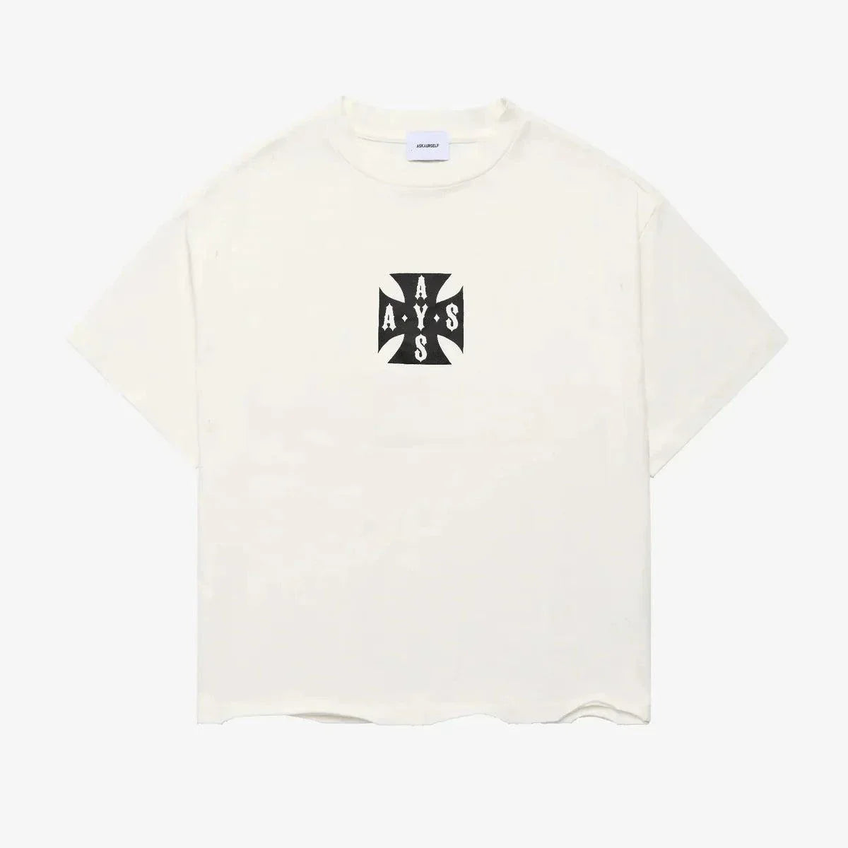 Askyurself AYS Cross T-Shirt in vintage white featuring Acne Studios design