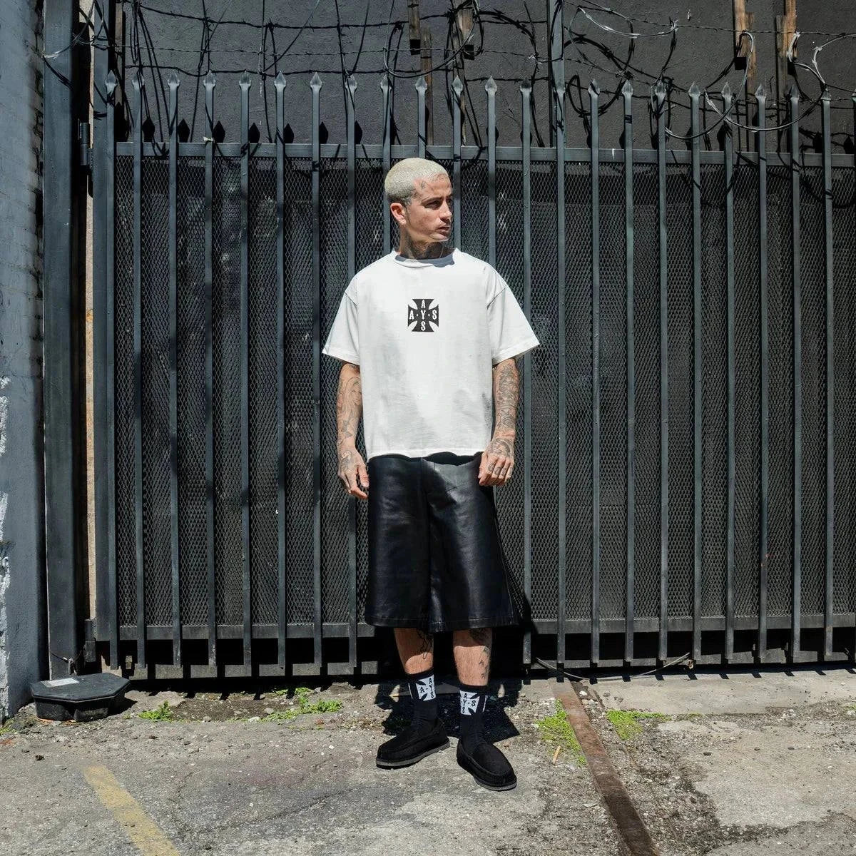 Askyurself AYS Cross T-Shirt Vintage White Acne Studios style design