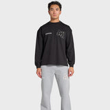 ANNIE HOOD L/S COLLEGE T-SHIRT black with dropped shoulder and embroidery details on premium cotton