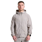 Man wearing grey Attain Active Track jacket with hood and zipper front on white background