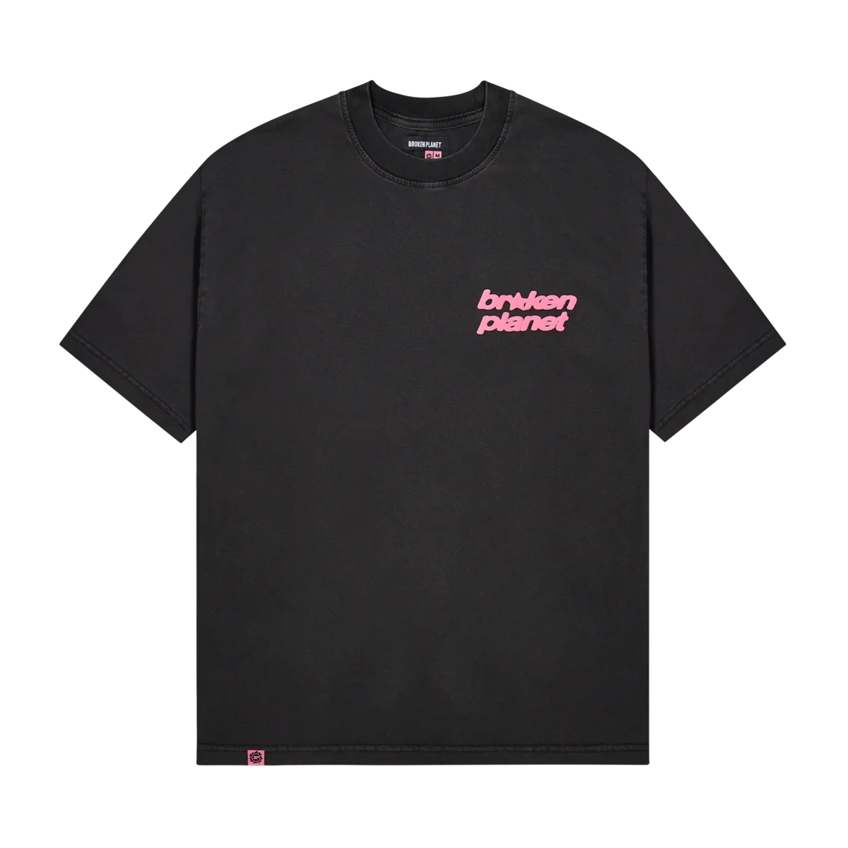 Broken Planet black t-shirt with pink star logo design