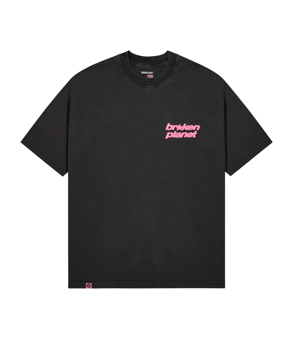 Broken Planet black t-shirt with pink star logo design