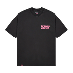 Broken Planet black t-shirt with pink star logo design