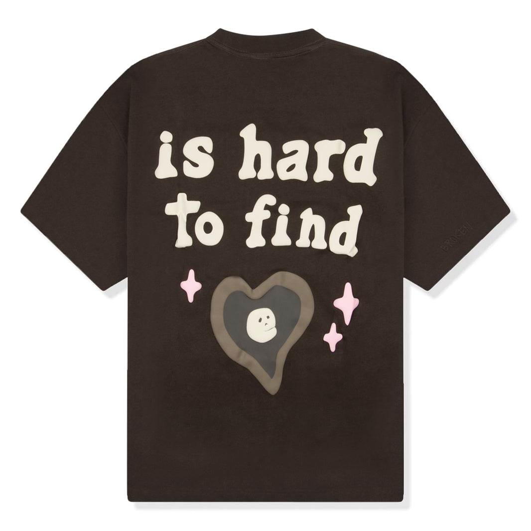 Broken Planet True Love Dark Brown T-Shirt with heart and text design on back.