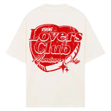 Siarr Lovers Club Tee with red heart and text graphic, oversized fit.