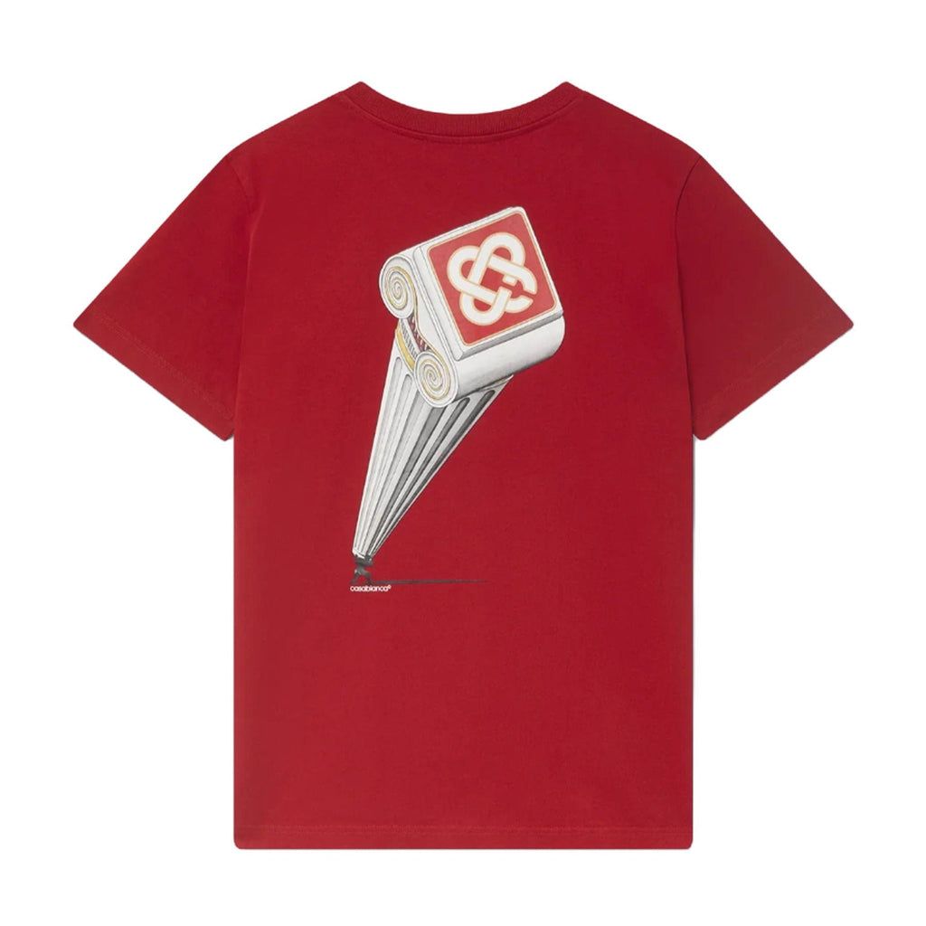 Red Casablanca Leaning Column T-Shirt with graphic design on back
