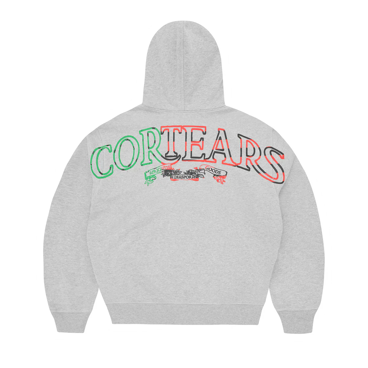Heather grey Corteiz x Denim Tears CORTEARS zip hoodie with colorful back logo design