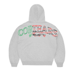 Heather grey Corteiz x Denim Tears CORTEARS zip hoodie with colorful back logo design