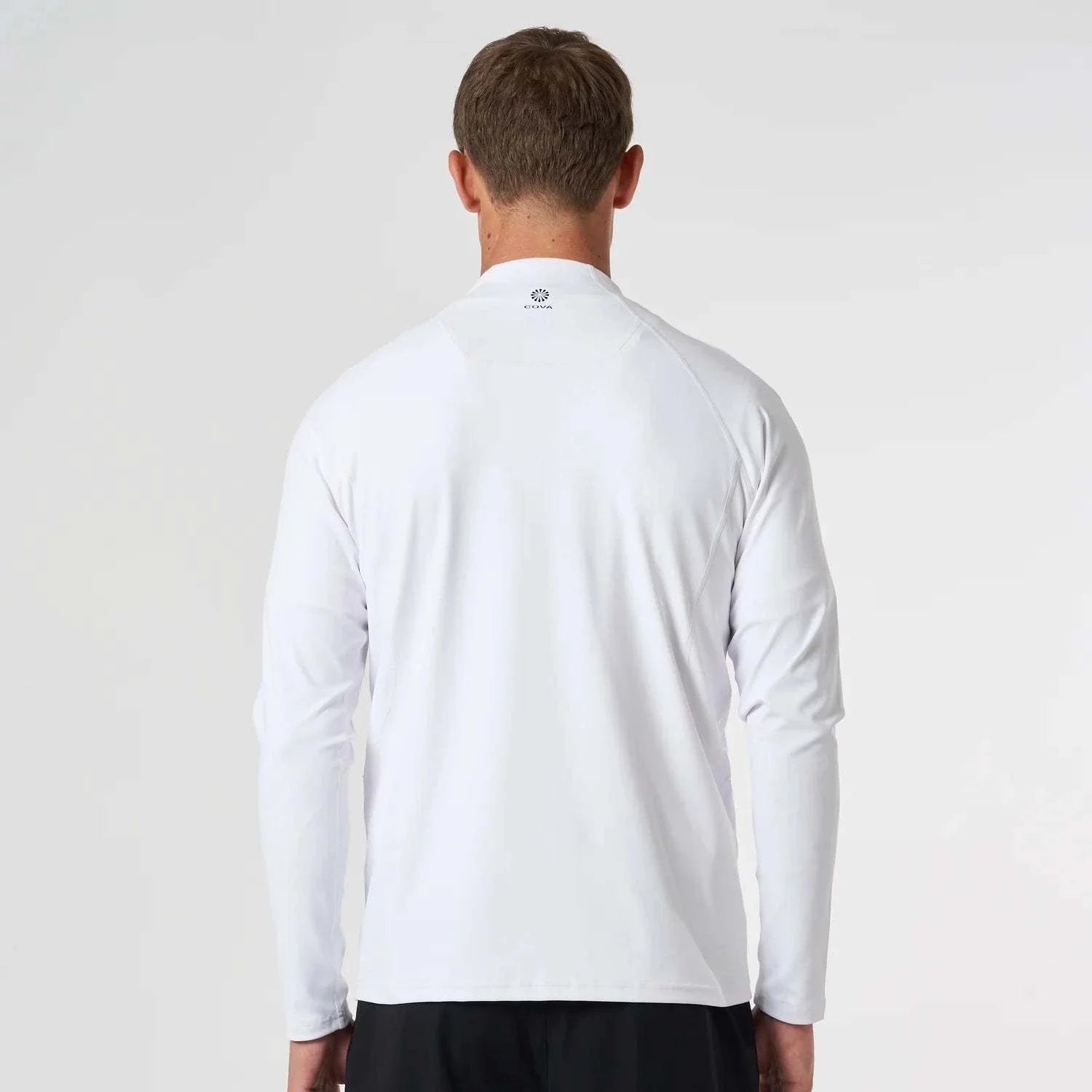 Cova Daily Quarter Zip white long-sleeve athletic top back view