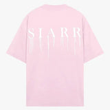 Pink Siarr Relaxed Drip Tee with white dripping logo design on back