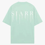 Siarr Relaxed Drip Tee mint green back view with white dripping logo text