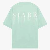 Siarr Relaxed Drip Tee mint green back view with white dripping logo text