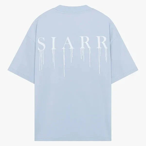 Baby blue Siarr Relaxed Drip Tee with white dripping text design on back