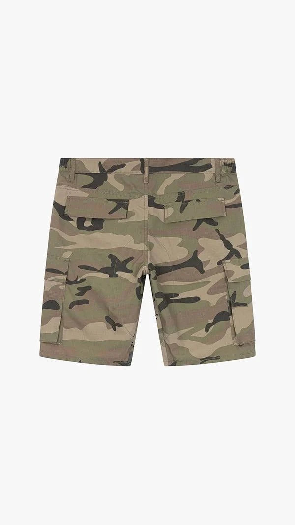 Siarr camo shorts green with cargo pockets and belt loops in regular fit cotton fabric