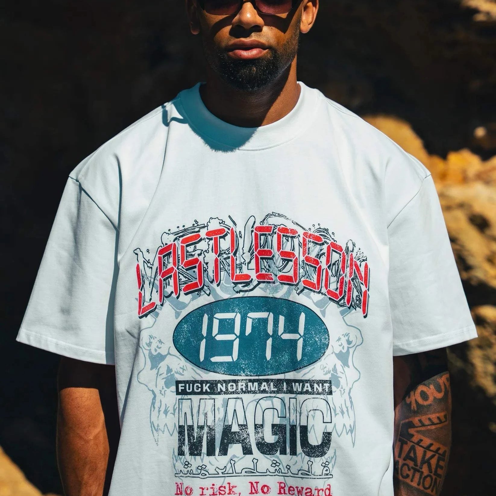 White Last Lesson Magic t-shirt with black text design