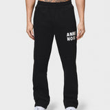 Black ANNIE HOOD APPLIQUE JOGGERS in relaxed fit with 500gsm brushback cotton fabric