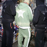 Last Lesson Appliqué black joggers with embroidered artwork.
