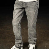 Siarr Flared Jeans in Triple Grey with 32-inch leg length and open hem, 100% denim flared fit