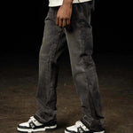 Black Siarr Flared Jeans with open hem and branded rivet buttons in 100% denim, 32" leg length