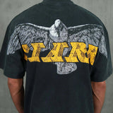 Siarr Eagle Tee vintage black graphic t-shirt with distressed eagle print and relaxed fit