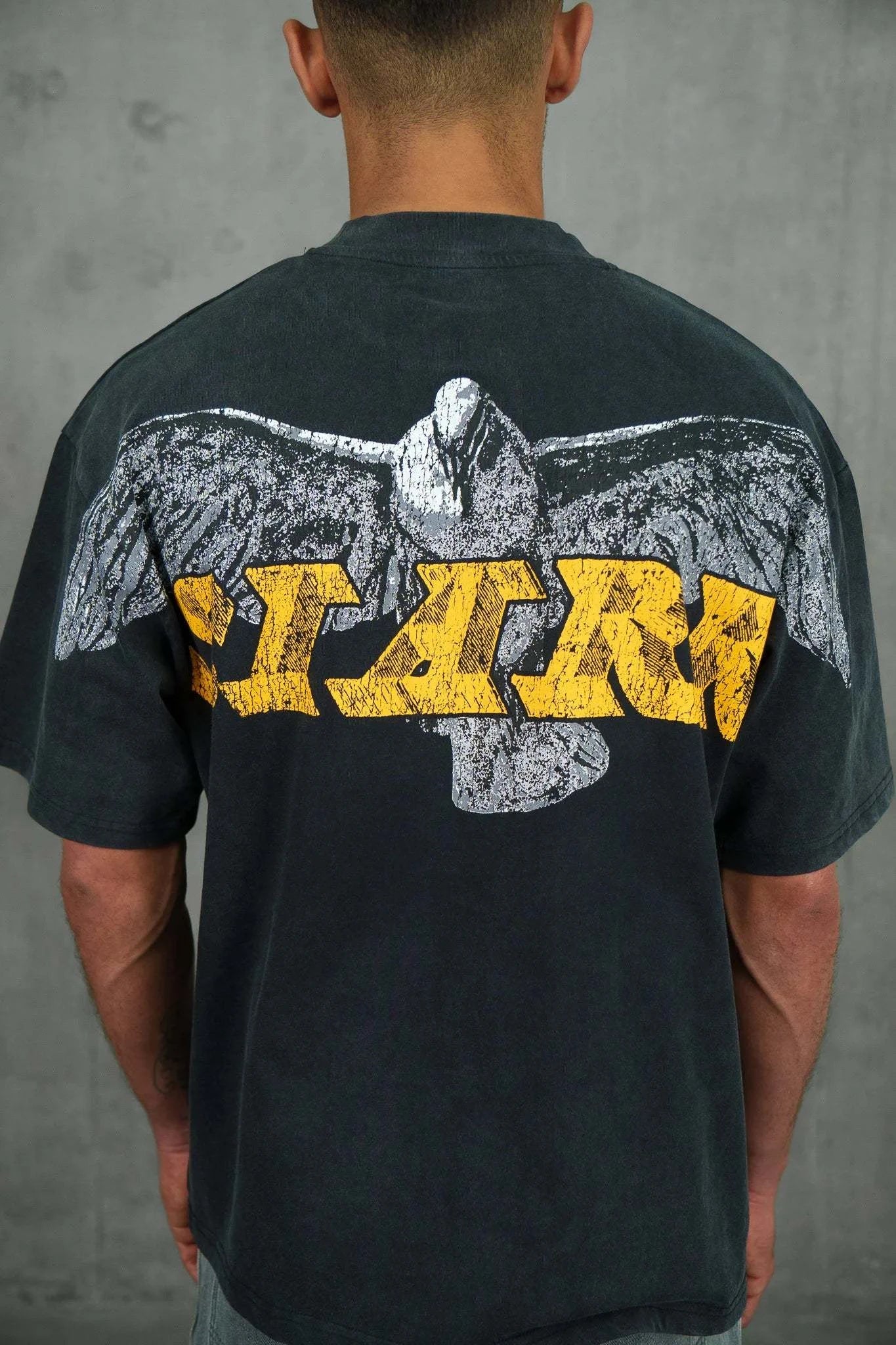 Siarr Eagle Tee vintage black graphic t-shirt with distressed eagle print and relaxed fit