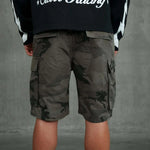 Siarr Camo Shorts black with cargo pockets and belt loops made of 100% cotton
