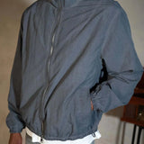 Siarr Cold Wash Windbreaker blue and grey nylon jacket with 2-way zip and side slit pockets