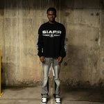 Siarr Chequered L/S Tee black oversized fit ribbed neck heavyweight cotton shirt