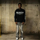 Siarr Chequered L/S Tee black oversized fit ribbed neck heavyweight cotton shirt