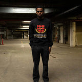 Siarr Motor Sport oversized washed black long sleeve tee with ribbed neck and screen print in heavyweight cotton fabric