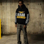 Siarr Racing Club Hoodie black pullover with kangaroo pocket and ribbing, 100% cotton regular fit