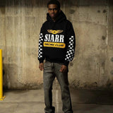 Siarr Racing Club Hoodie black pullover with kangaroo pocket and ribbing, 100% cotton regular fit