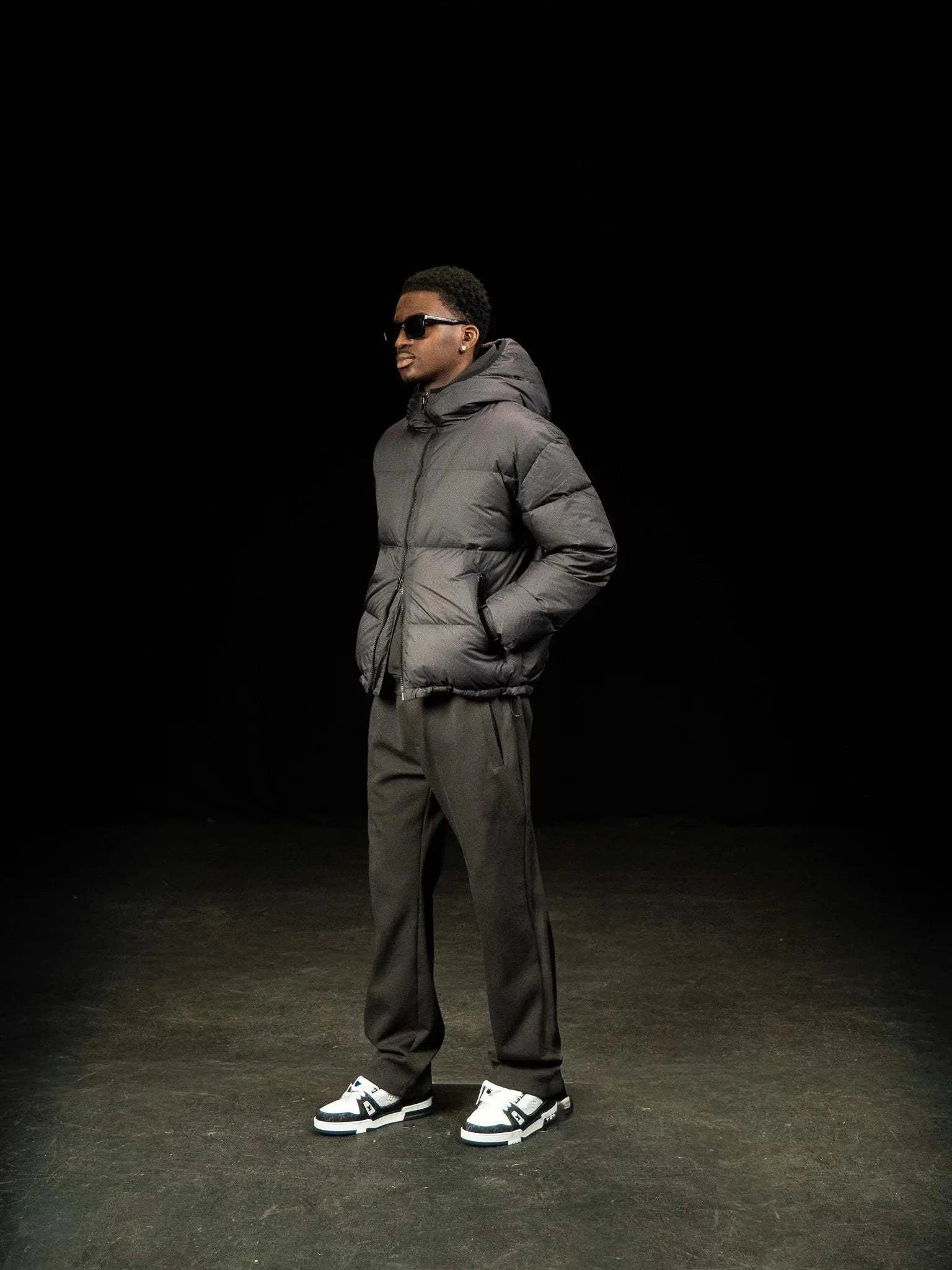 Siarr Translucent Ripstop charcoal puffer jacket with full zip and side pockets