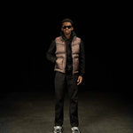 Siarr Contrast Gilet brown sleeveless nylon jacket with full zip and zipped pockets